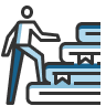 First Step Life Icon - generic person climbing large book-like stairs